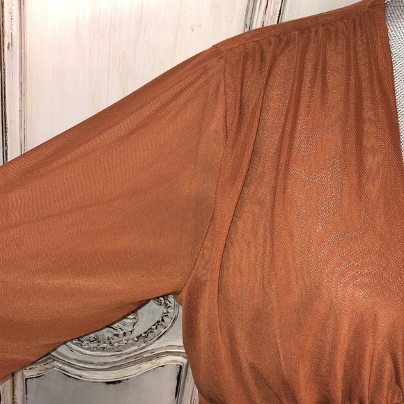 Talent Sexy Sheer Netting Long Sleeve Deep V Neck Empire Styling Camisole Top - Picture 6 of 13